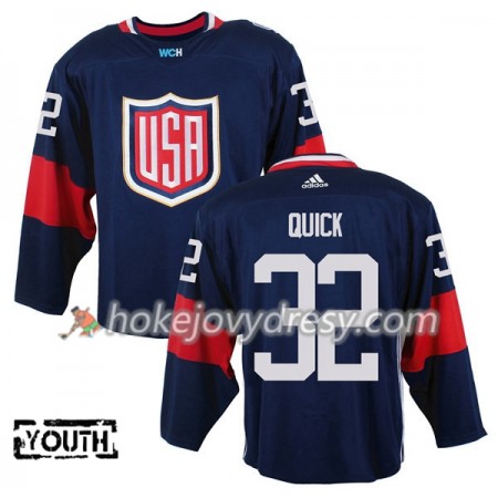 Dětské Hokejový Dres USA Jonathan Quick 32 Světový pohár v ledním hokeji 2016 Modrá Premier